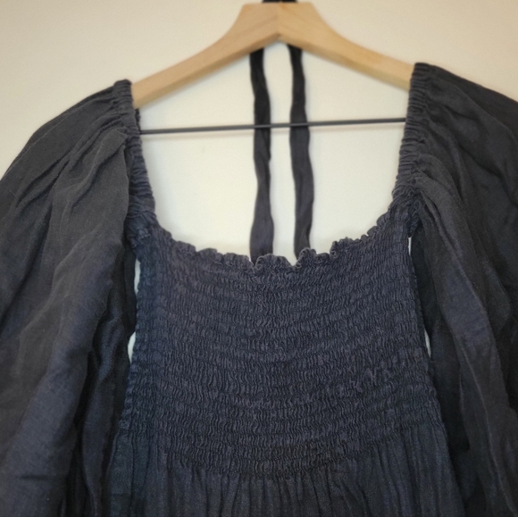 Sleeper Atlanta dress in Black with puffed sleeves and smocked bodice, sz m - Picture 9 of 13